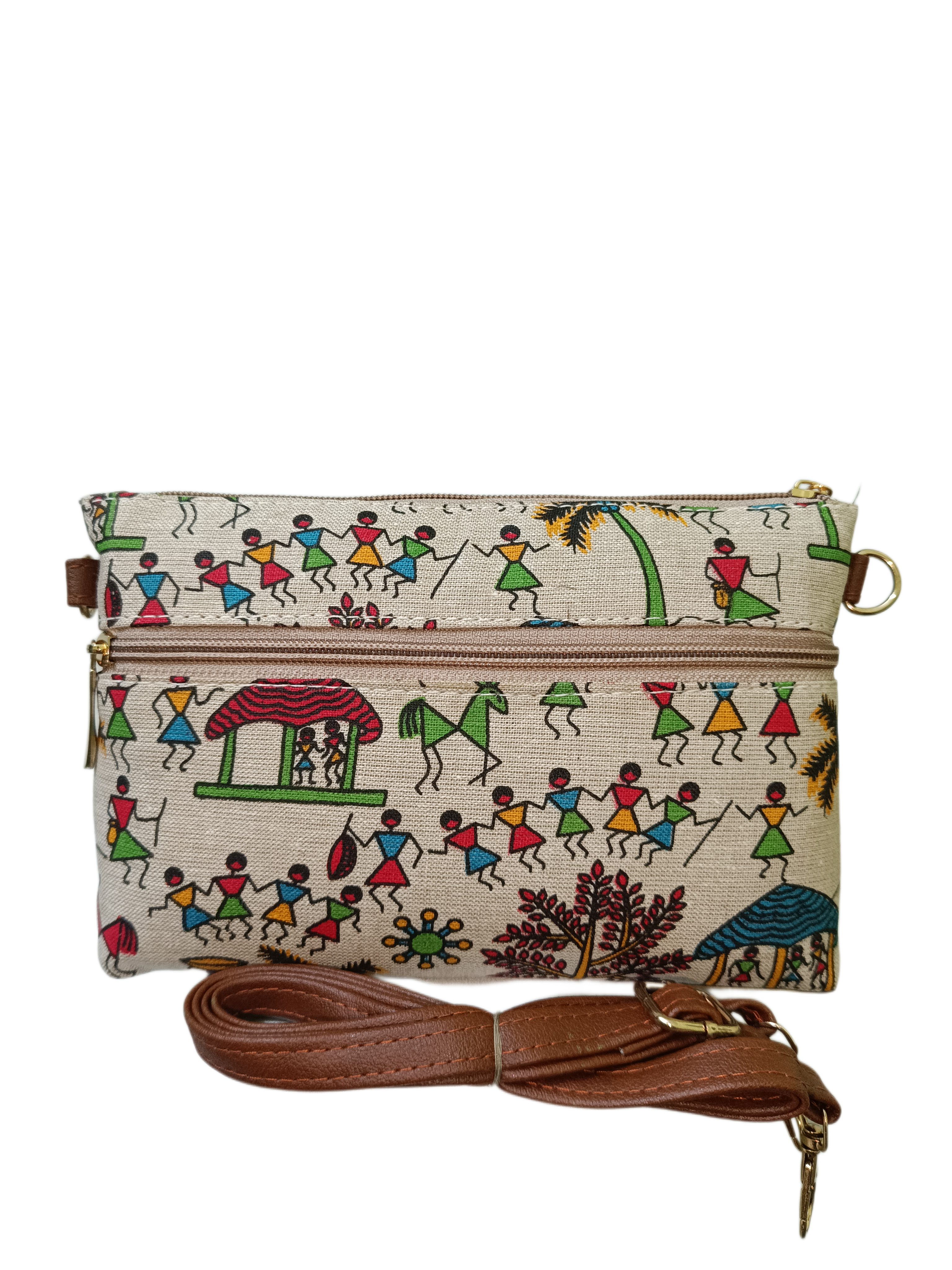 Ikat Print Crossbody Bag – Lightweight Canvas Sling with Adjustable Strap