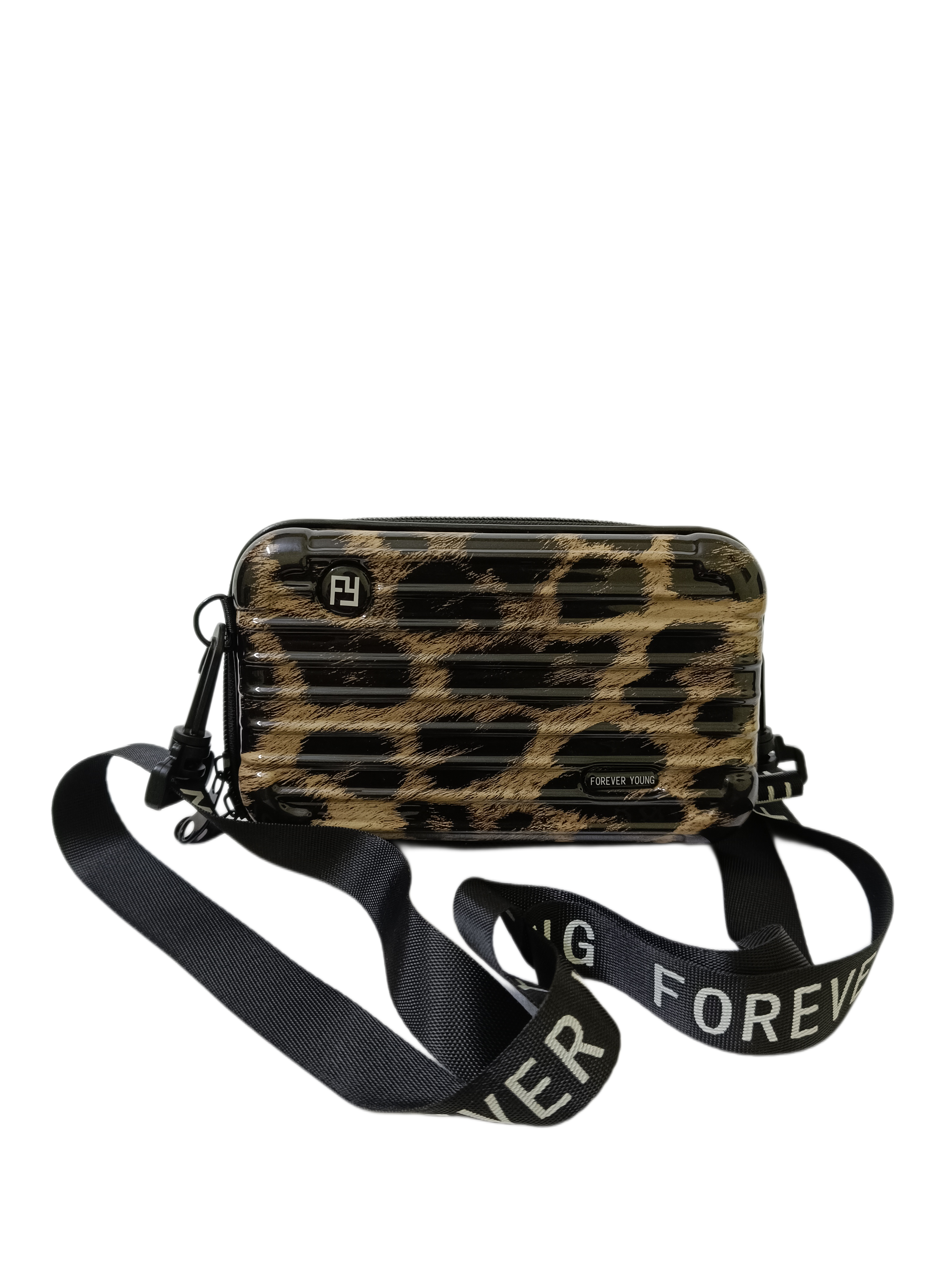 Forever Young Leopard Print Hard Case Sling Bag for Women